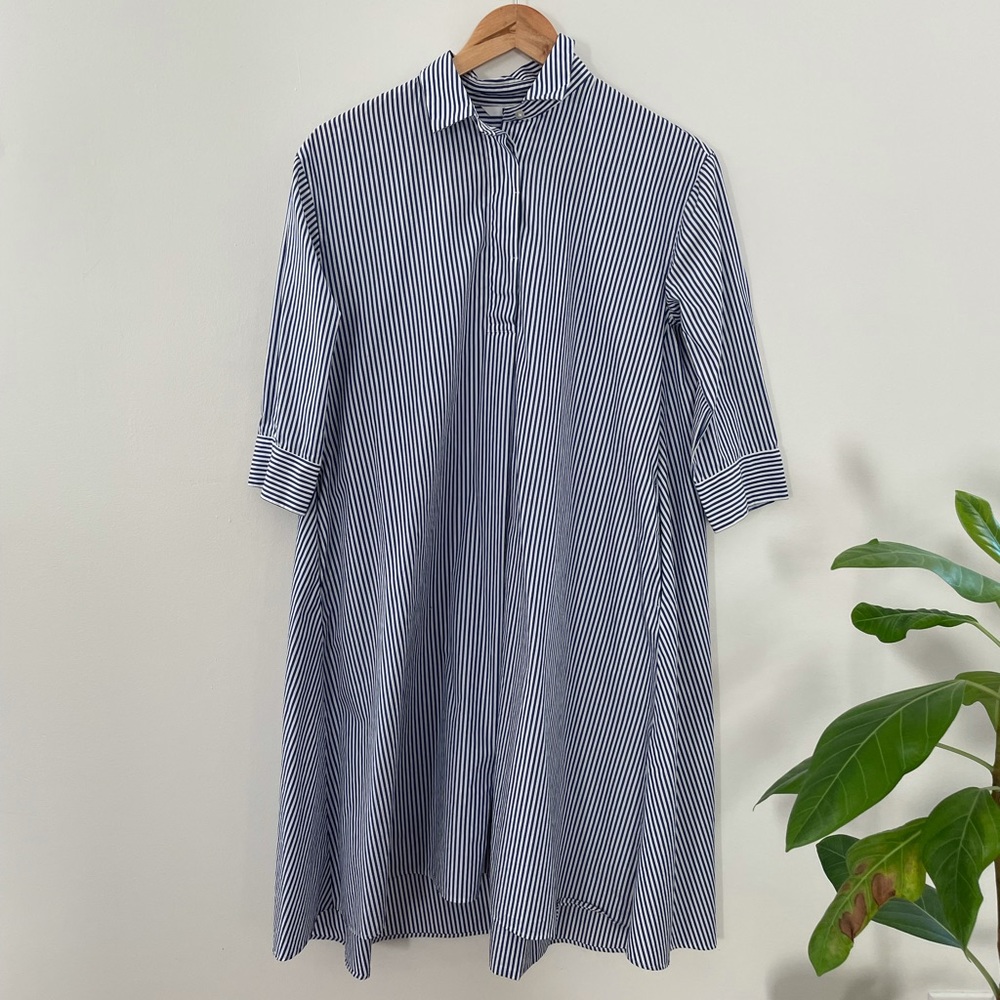 Uniqlo pinstripe midi collared dress